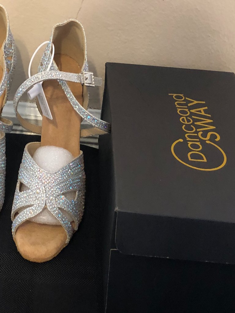 Danceandsway Silver Rhinestone Strappy Salsa Ballroom Dance Heels 6 — image 2 of 8